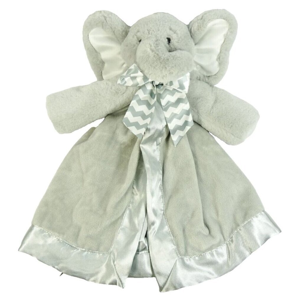 Bearington Baby Collection Elephant Lovey Baby Security Blanket Gray Silky